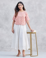 Orange Cotton Floral Short Top