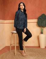 Blue-Green Cotton HB Floral Shirt