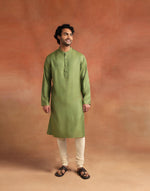 Green Viscose Silk Long Kurta