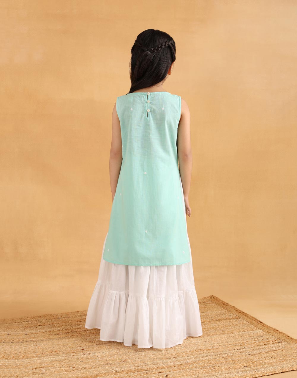 Teal Cotton Chikankari 3pc Garara Set