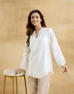 Natural Cotton Silk Chikankari Slip & Clara Tunic