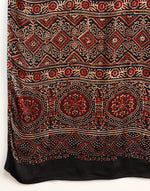 Black-Red Viscose Blend Ajrakh Printed Stole