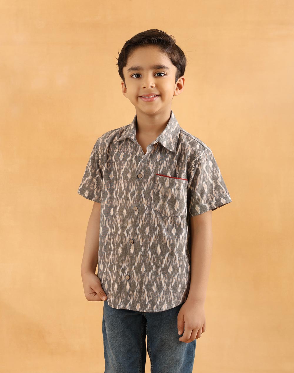 Black Cotton Ikat Shirt