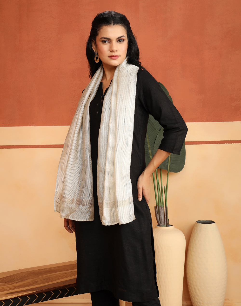 Natural Silk Blend Hand Woven Stole