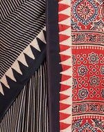 Black Viscose Blend Ajrakh Printed Sari