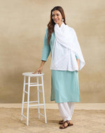 White Cotton Chikankari Stole