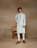 Green Cotton Chikankari Slim Fit Long Kurta