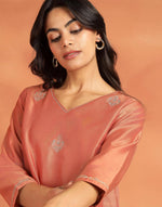 Pink Cotton Silk Embroidered Long Kurta