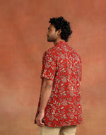 Maroon Cotton Dabu Printed Kurta Short