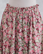Brown Cotton Floral Midi Skirt