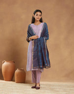 Blue Silk Blend Hand Woven Dupatta