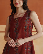 Red Block Print Floral Indian Short Dress styled for easy everyday style