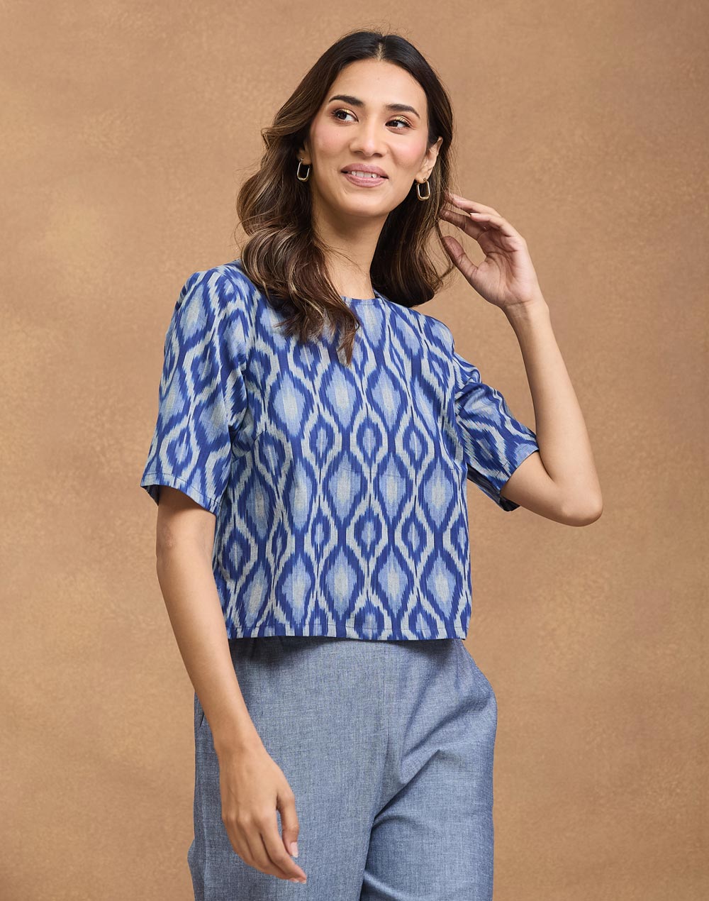 Blue Cotton Short Top