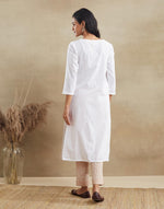 Offwhite Cotton Chikankari Long Kurta