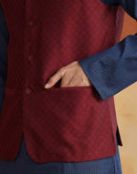 Maroon Viscose Silk Nehru Jacket for Men from Fabindia UK
