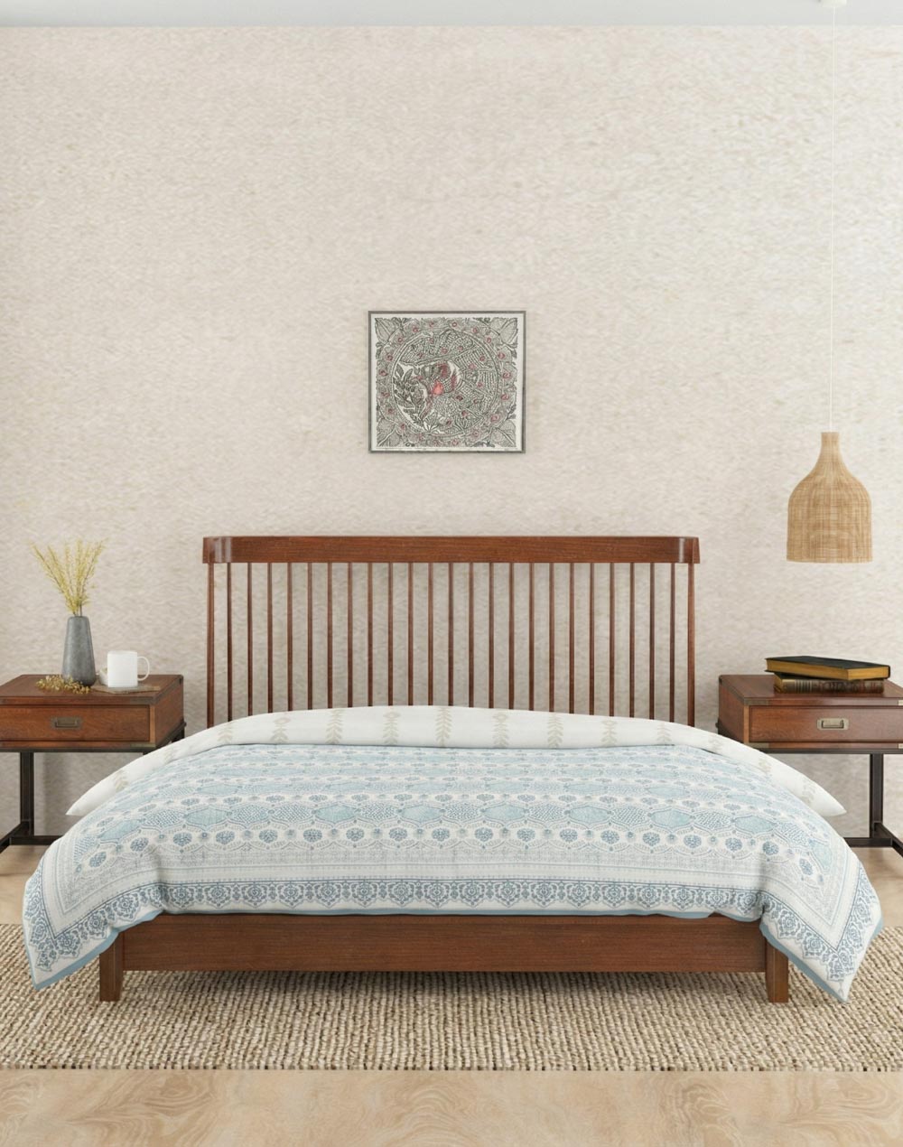 Blue Megh Hand Block Printed Cotton Quilt
