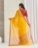 Mustard Cotton Silk Blend Maheshwari Sari