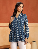 Indigo Rayon Blend Dabu Printed Tunic