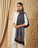 Indigo Viscose Blend Ajrakh Printed Stole
