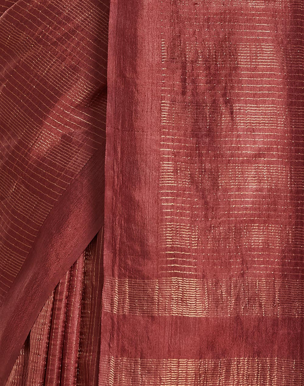Wine Viscose Silk Blend Sari