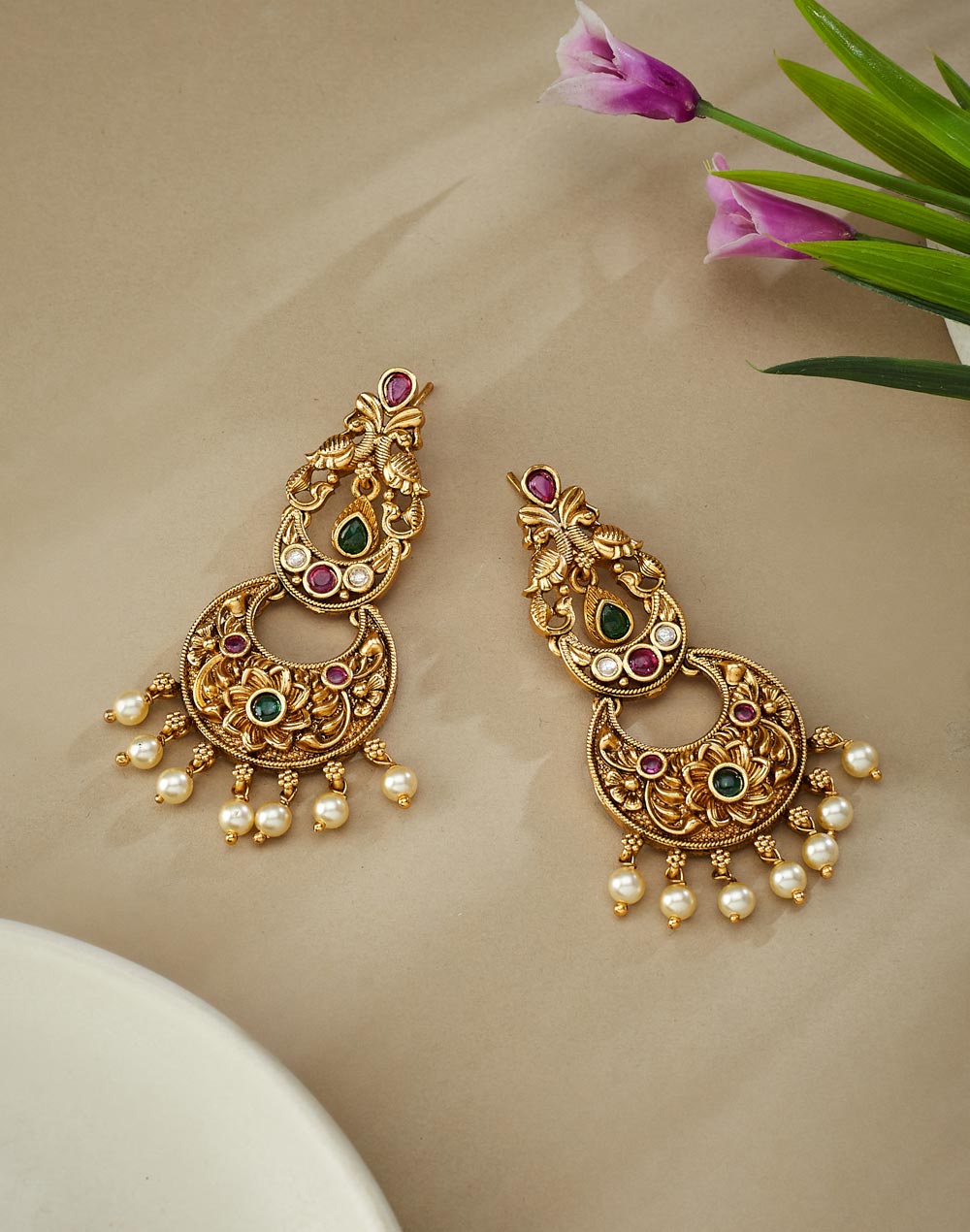 Metal Chandbali Earrings
