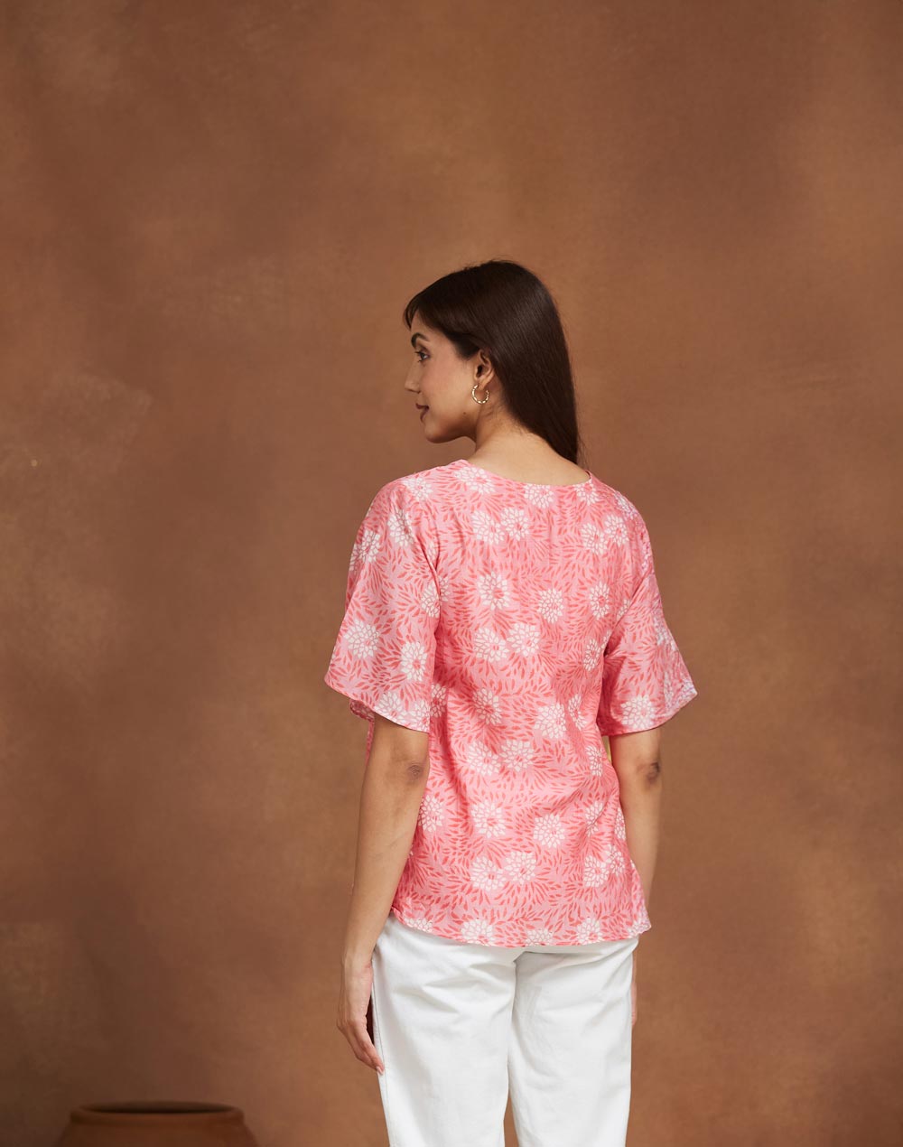 Pink Cotton Silk Printed Top
