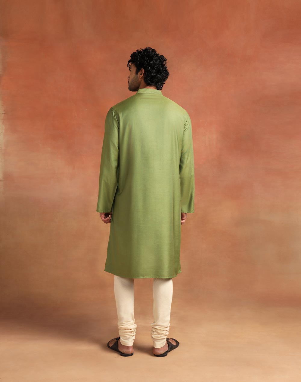Green Viscose Silk Long Kurta