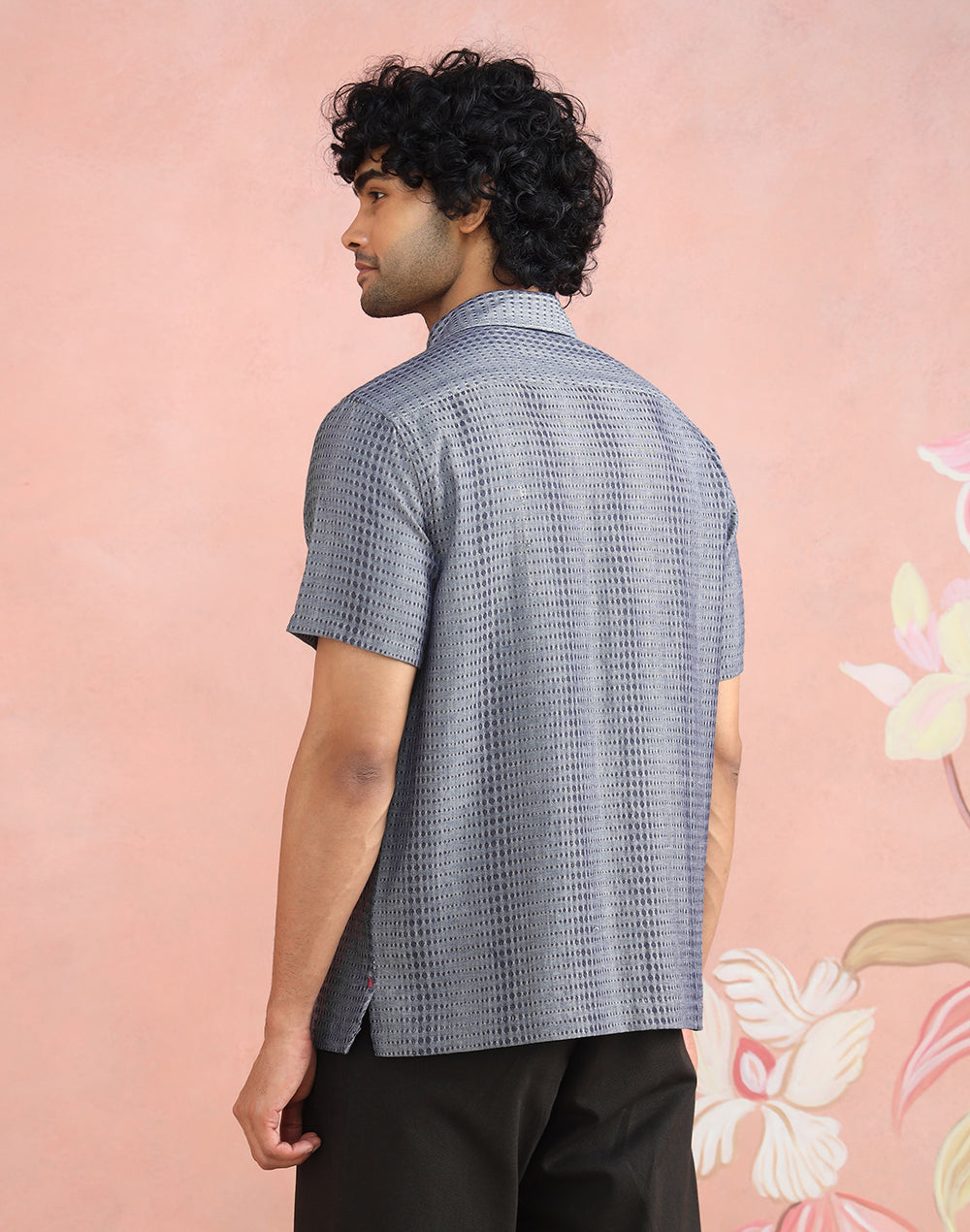 Texture and finish of the Grey Bush Shirt by Fabindia UK