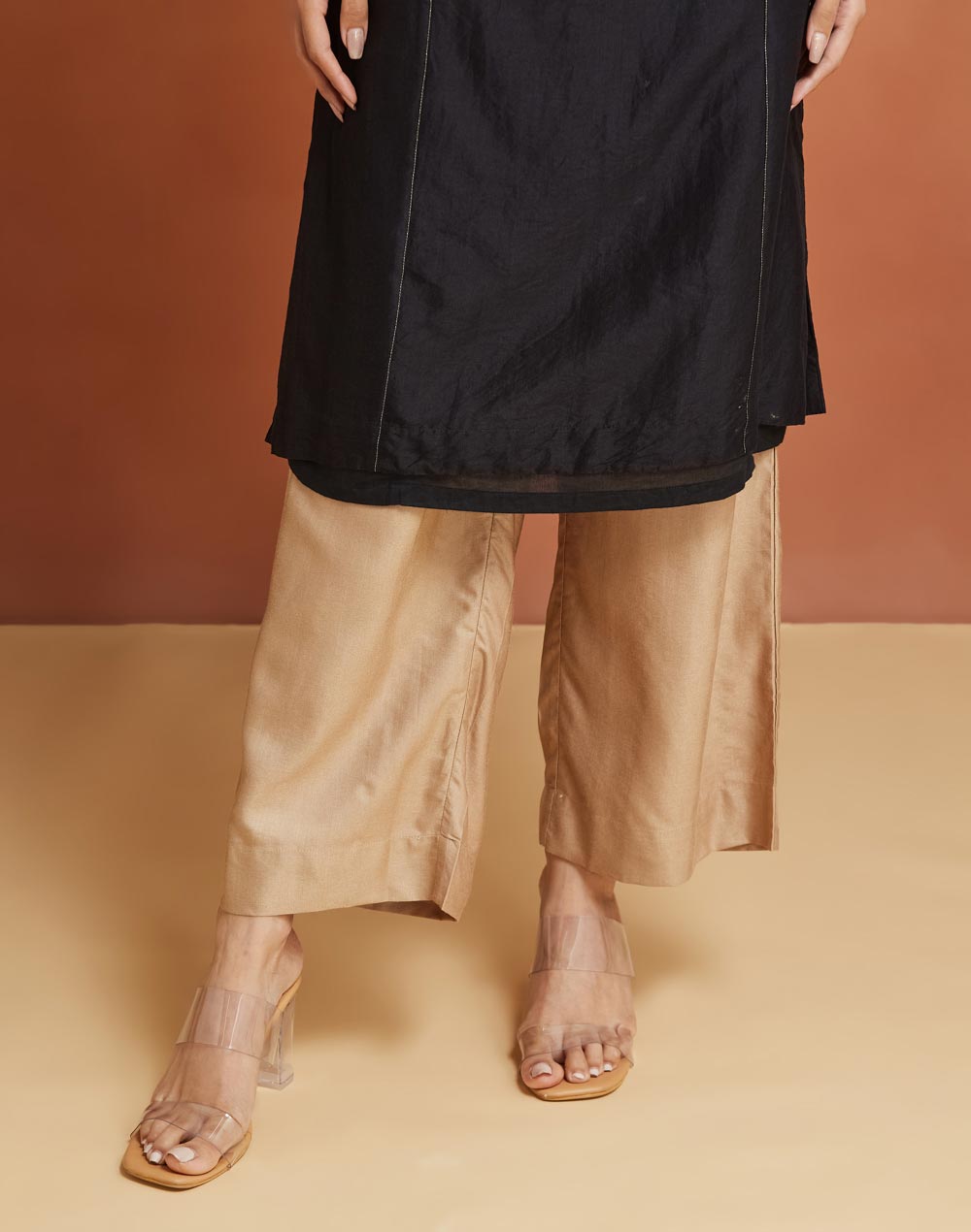 Beige Viscose Silk Pallazo