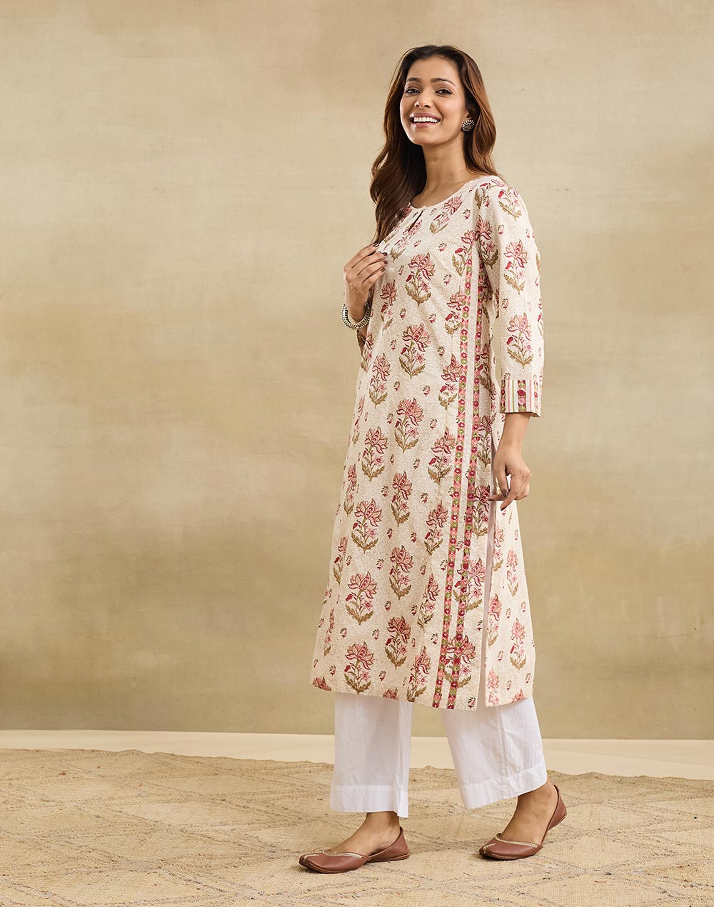 White Cotton Long Kurta