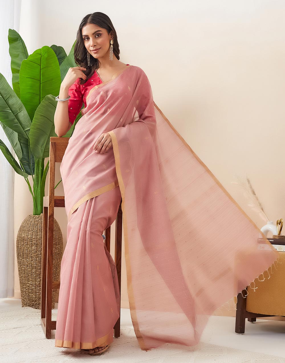 Purple Cotton Silk Blend Chanderi Woven Wonders Sari