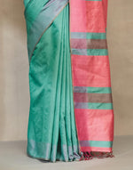 Green Silk Hand Woven Sari