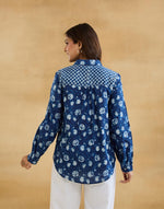 Indigo Cotton Dabu Printed Alma Shirt