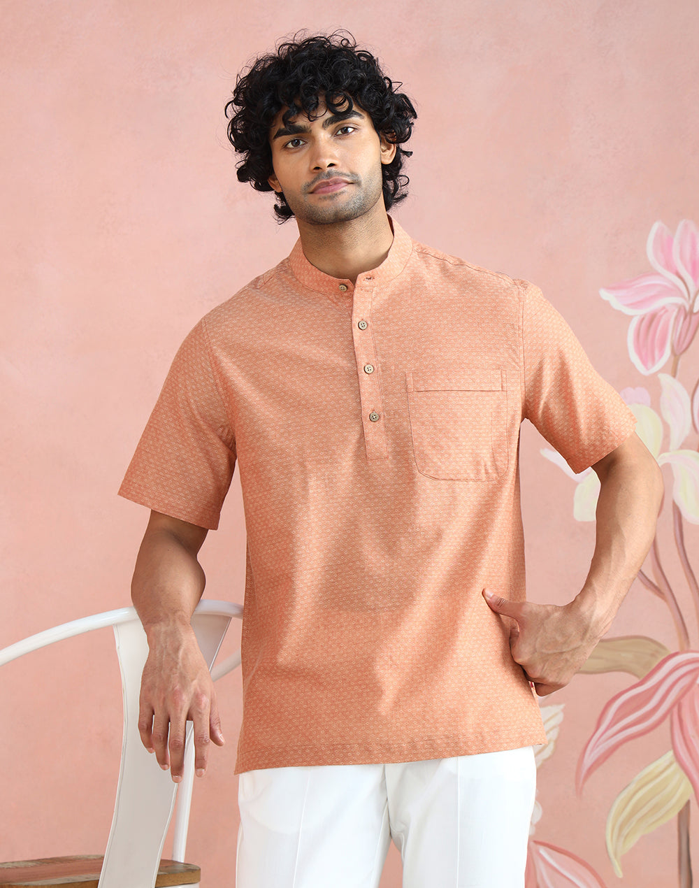 Indigo Cotton Dabu Printed Slim Fit Shirt