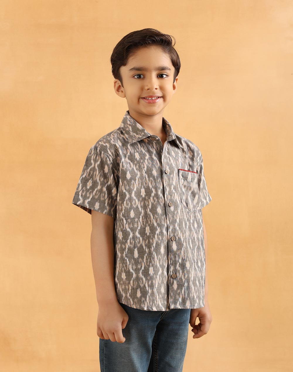 Black Cotton Ikat Shirt