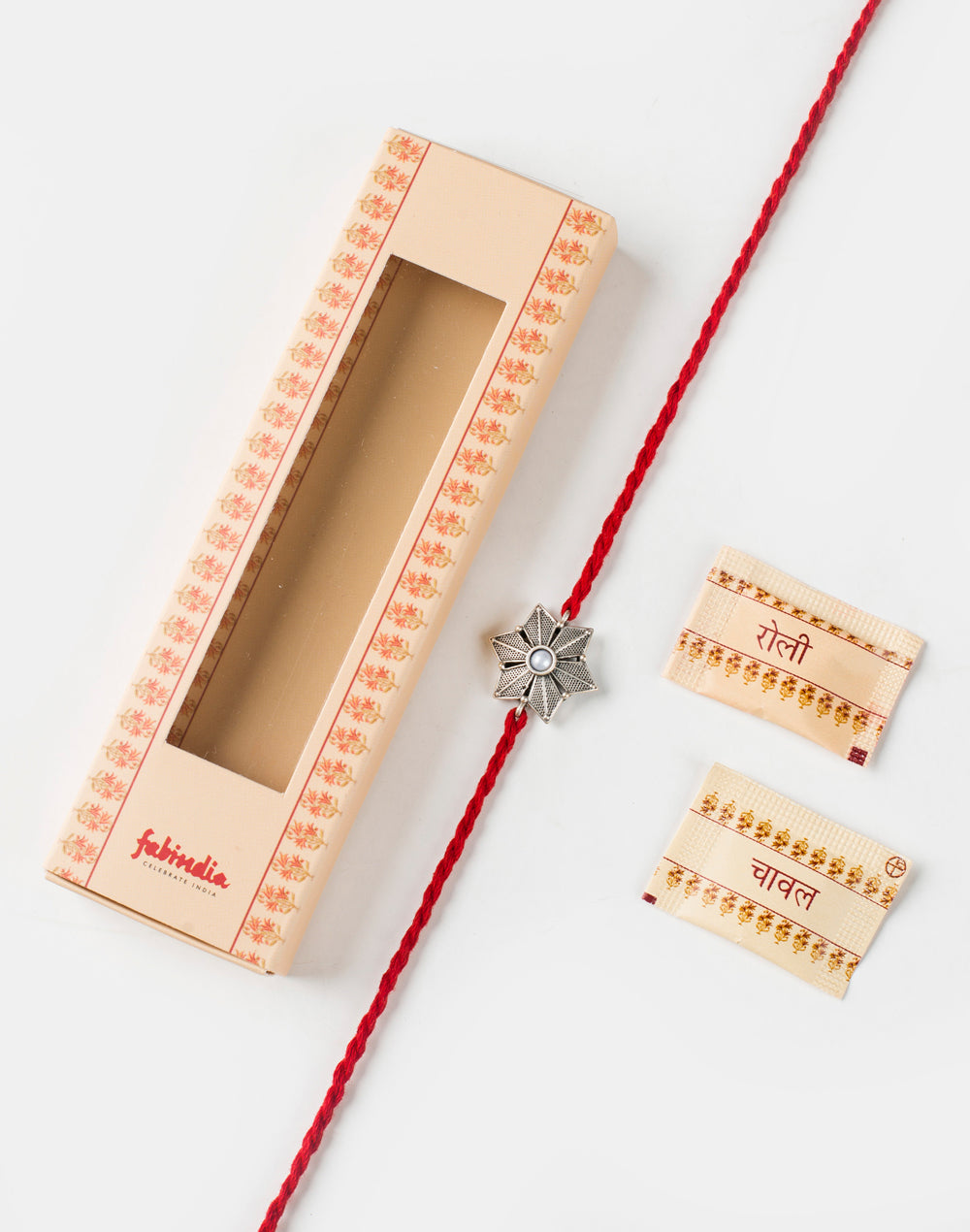 * FREE Red Metal Pearl Floral Rakhi - LIMITED