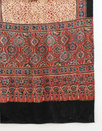 Red Viscose Blend Ajrakh Printed Stole