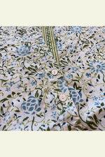 White-Green Cotton Hand Block Printed Tunic