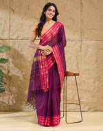 Purple Cotton Blend Sari
