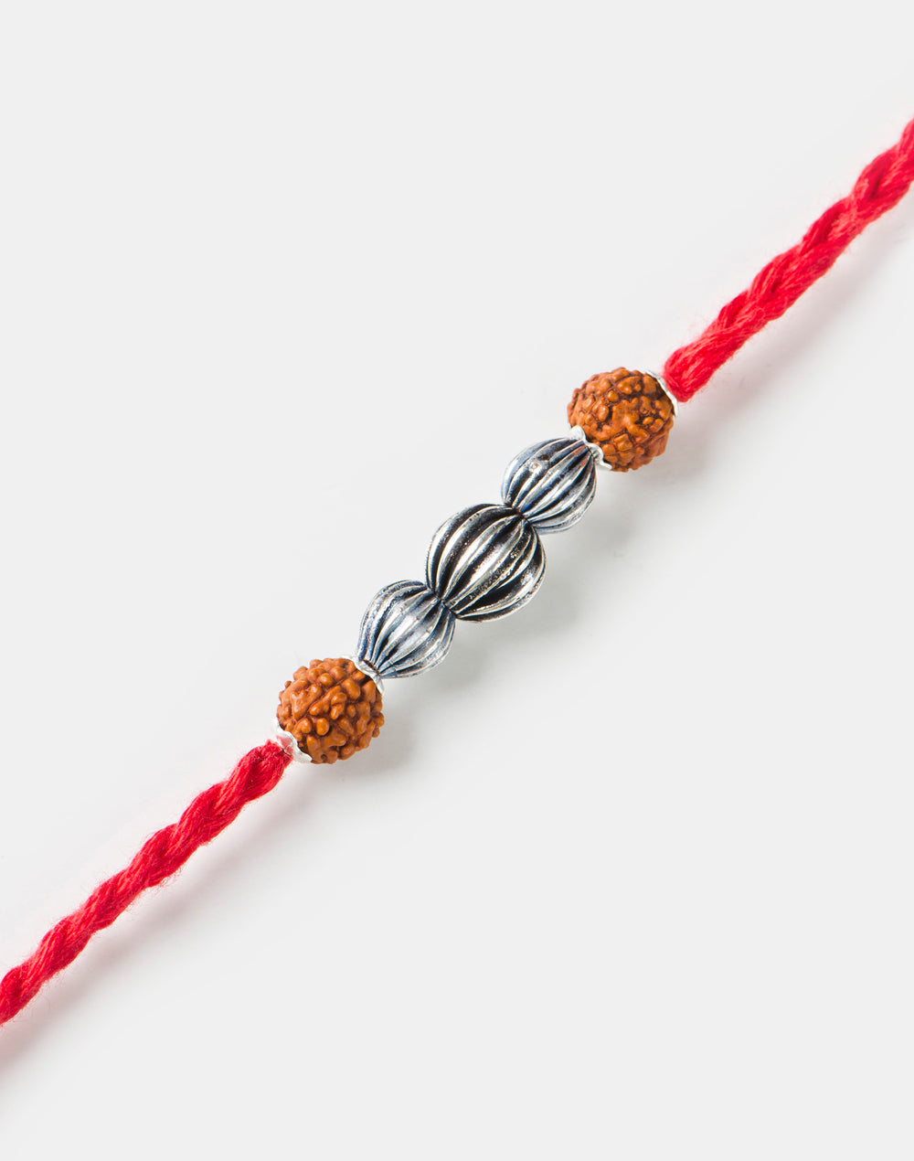 *FREE Red Metal Rudrakash With Silver Beads Rakhi - LIMITED