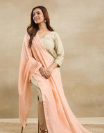 Orange Cotton Silk Blend Chikankari Dupatta