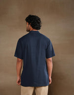 Navy Cotton Dobby Short Kurta