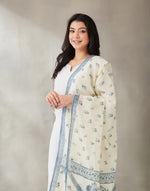 Blue Cotton Printed Floral Dupatta