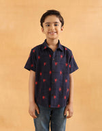 Navy Cotton Ikat Shirt