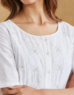 White Cotton Chikankari Peony Ruffle Midi Dress & Lining