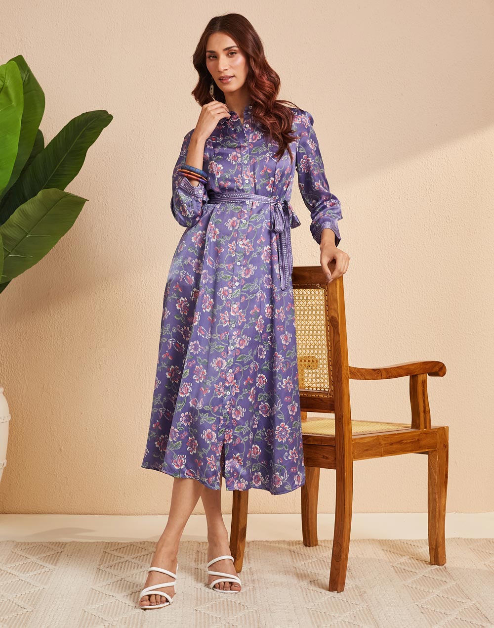 Blue Rayon Blend Hand Block Printed Maxi