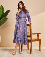 Blue Rayon Blend Hand Block Printed Maxi
