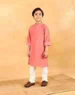 Pink Cotton Silk Blend Long Kurta