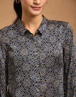 Black Rayon Blend Ajrakh Shirt