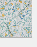 Teal Cotton Printed Bed Sheet With 2 Pillow Covers
